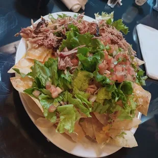Nachos with pulled pork.
