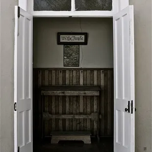 Entrance to the old Tubac Schoolhouse built in 1885. This schoolhouse is on the National Register of Historic Places.