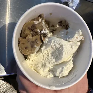 Cookie dough with ice cream