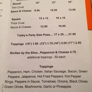 menu