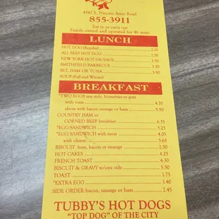 Their menu is short and sweet. A great length menu for a small diner