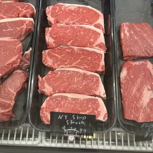 Beautiful NY strip steaks.