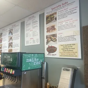 menus on the wall