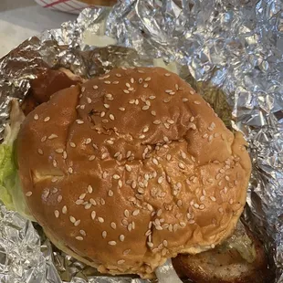 Grilled chicken sandwich and fries