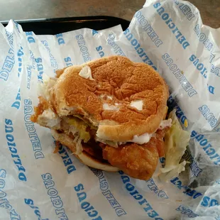 Fish sandwich is a handful!!!