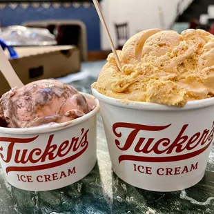 Pumpkin cheesecake on right orange colored and my all-time favorite peppermint fudge on the left