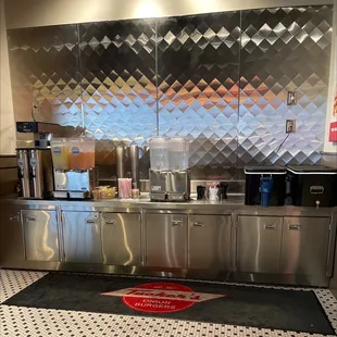 stainless steel counter and stainless steel backsplash