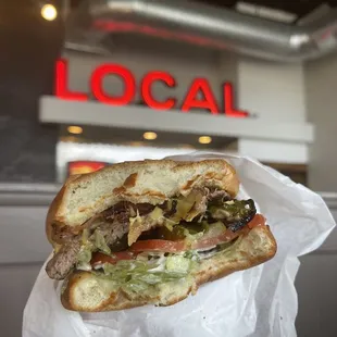 a close up of a sandwich
