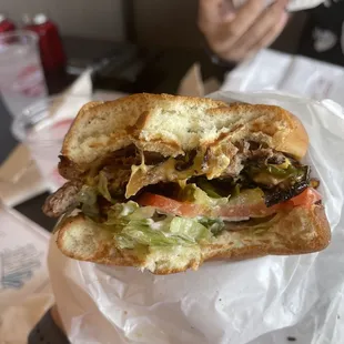a half eaten sandwich