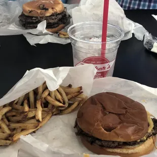 Single Onion Burger with Cheese &amp; Fresh Cut Fries