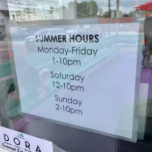 Summer hours