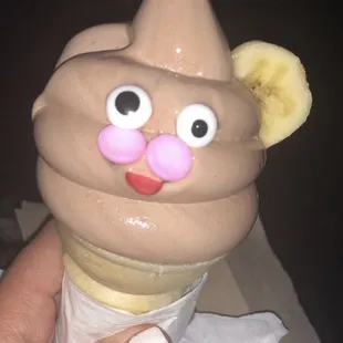 Chocolate monkey ice cream cone