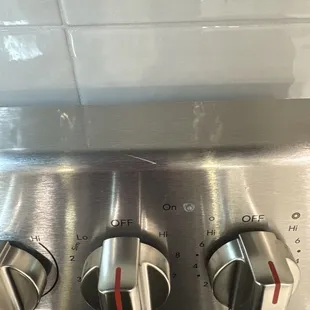 Scratch on the replacement new stove- they came back out and replaced just the top section