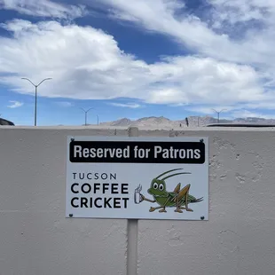 Designated parking spaces for Coffee Cricket.