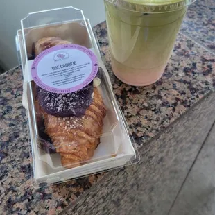 Rose lavender matcha with the ube crookie