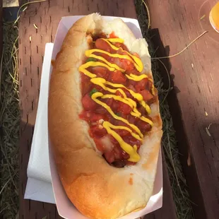 Sly dog in the house! Trying out the ghost pepper hotdog!