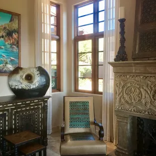 Tall sheer panels in a living room