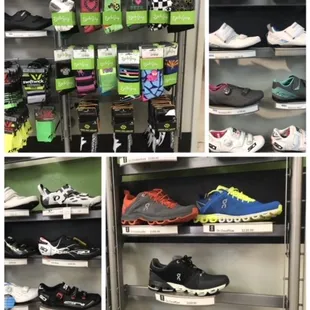 We have On running shoes, and Shimano and Sidi cycling shoes,