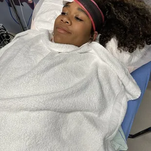 Right before they started cleaning my wound and numbing me up, was nervous but again they were very comforting.