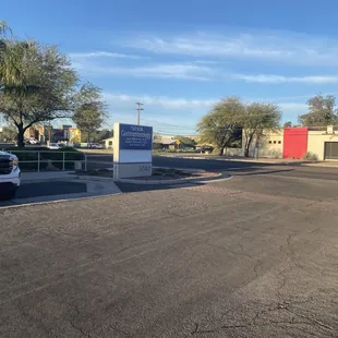 On Swan look for the marquee, across the street from that red building