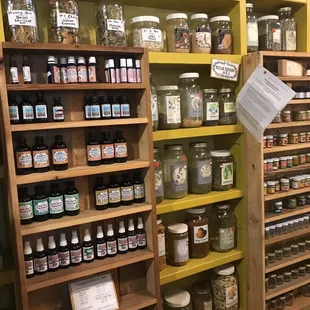 shelves of herbs and spices