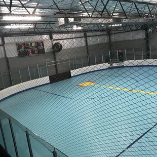 View looking over the railing upstairs.