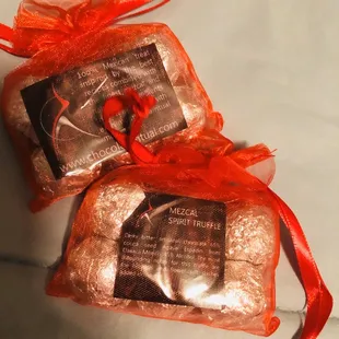 Chocolate truffles with mezcal