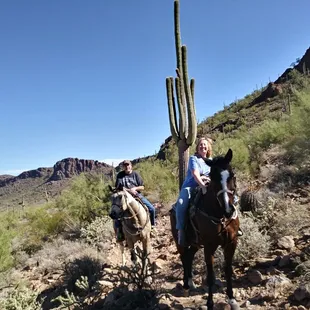 Desert/mountain riding on excellent horses; $40/1hr, $60 for 1.5 hours; and $65/sunset (1.5 hrs); longer rides available by request.