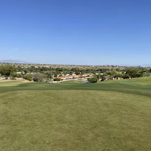 Looking back at the tee boxes from high atop the 15th green.