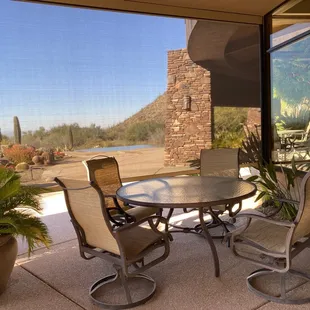 Patio Solution Screens keep your patio cool and block the sun from heating up your home.