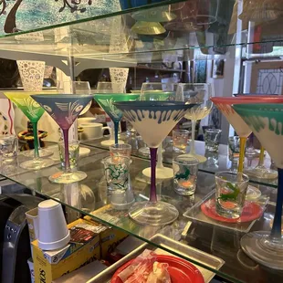 Stained martini glasses