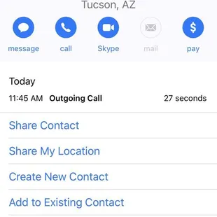 This is my call log showing the 27 second phone call that I made to the store asking about returns.