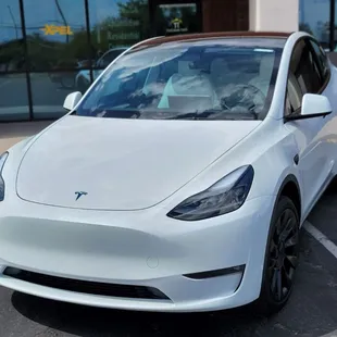 Full Front Glossy Paint Protection film on Tesla Model Y