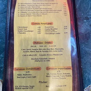 Current menu