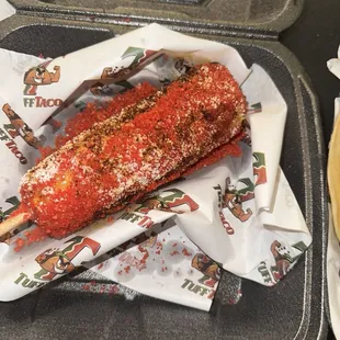 Hot Cheeto corn on the cob