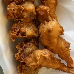 Deep fried mushrooms &amp; fried prawns