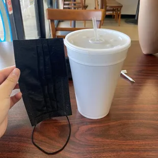 Large drink; mask for comparison