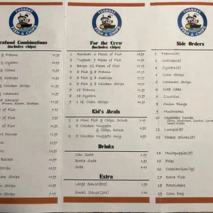 sushi and sashimi, menu