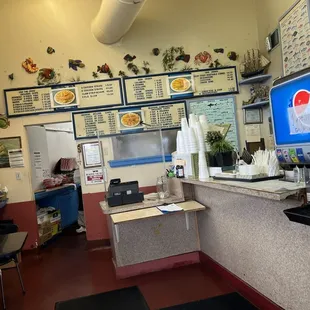 Menu and cashier on the left side when you enter