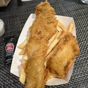 This is suppose to be two piece fish and chip? Do you see the problem? What a ripe off!!! Don't spend your money here!!!