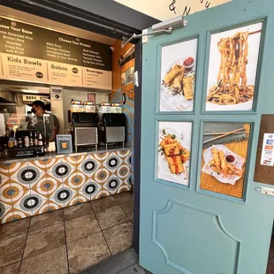 the entrance to the restaurant