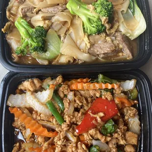  two takeout containers of food