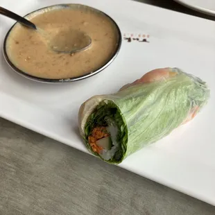 Spring Roll with peanut sauce.