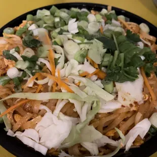 Pad Thai Stir-Fried Noodles Extra Green Onion and Egg No Nuts Add Curry Seasoning