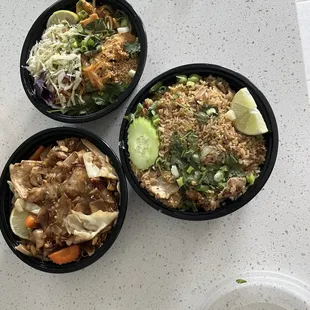 Pad Thai Stir-Fried Noodles, Pad See Ew, and Pineapple Curry Fried Rice