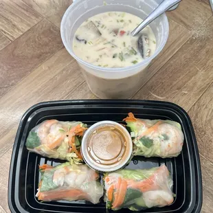 Shrimp Tom Kha and Garden Roll