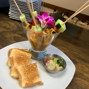 Chicken Sa-Tay with peanut sauce.