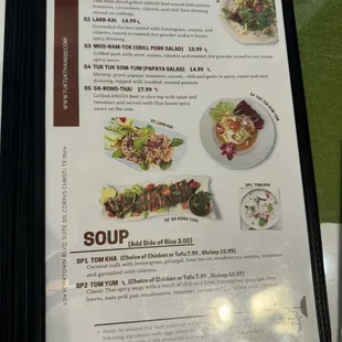 sushi and sashimi, menu
