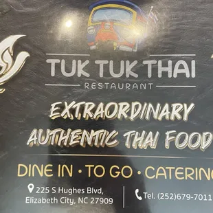 Cover of the menu