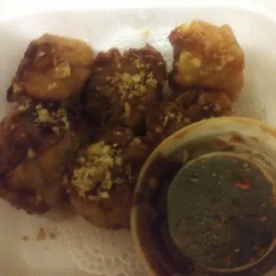 Tulip dumplings were okay, a little overcooked and greasy